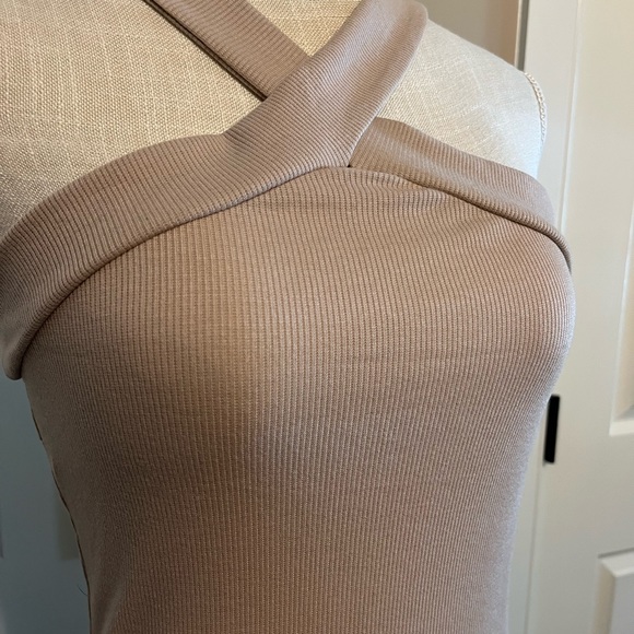 nude Ribbed cross neck body suit - Picture 2 of 3